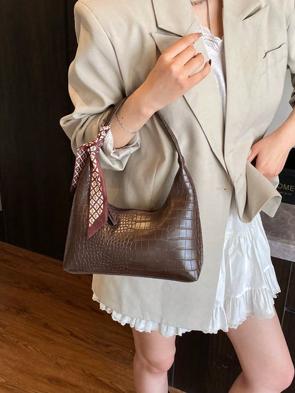 Minimalist Women's Shoulder Bag With Scarf