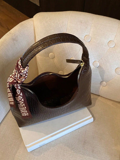 Minimalist Women's Shoulder Bag With Scarf