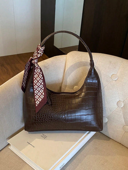 Minimalist Women's Shoulder Bag With Scarf