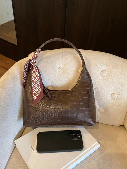 Minimalist Women's Shoulder Bag With Scarf