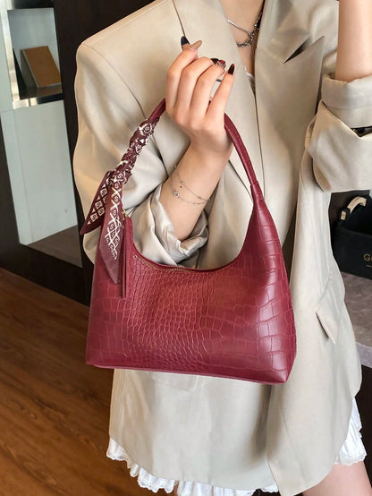 Minimalist Women's Shoulder Bag With Scarf