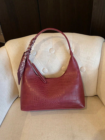 Minimalist Women's Shoulder Bag With Scarf