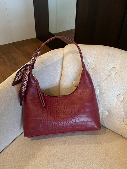 Minimalist Women's Shoulder Bag With Scarf