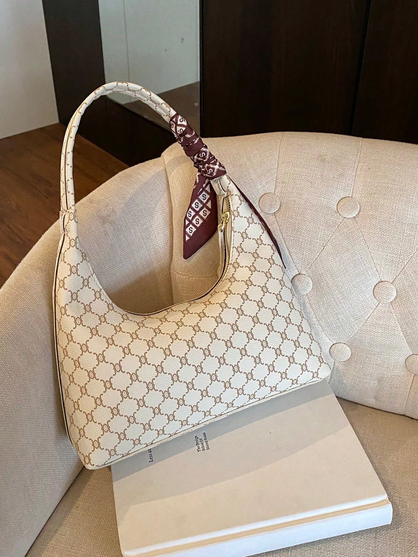 Minimalist Women's Shoulder Bag With Scarf