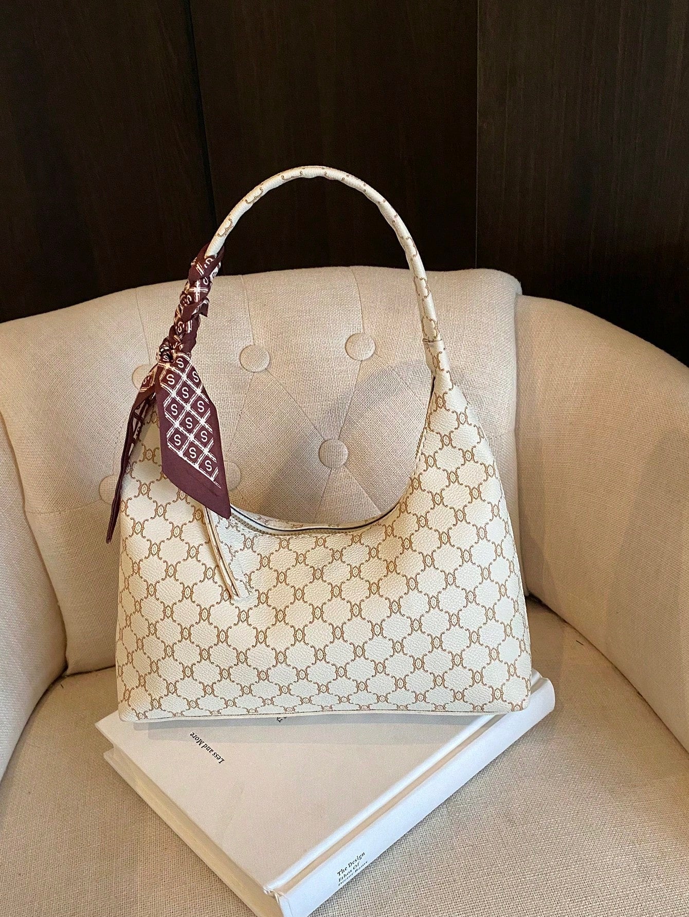 Minimalist Women's Shoulder Bag With Scarf