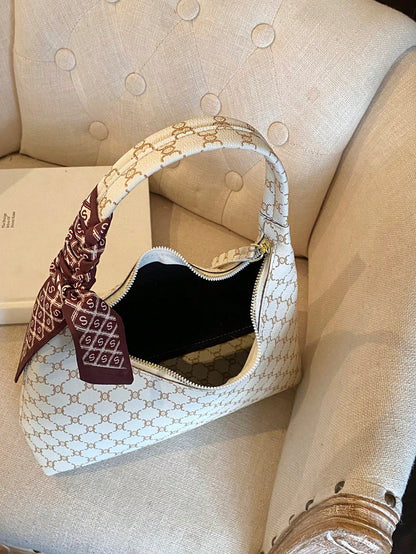 Minimalist Women's Shoulder Bag With Scarf