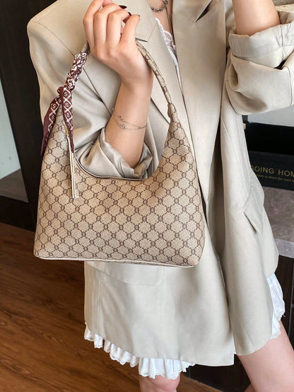 Minimalist Women's Shoulder Bag With Scarf