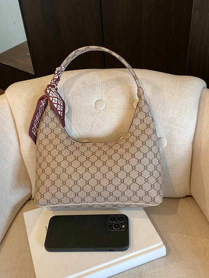 Minimalist Women's Shoulder Bag With Scarf