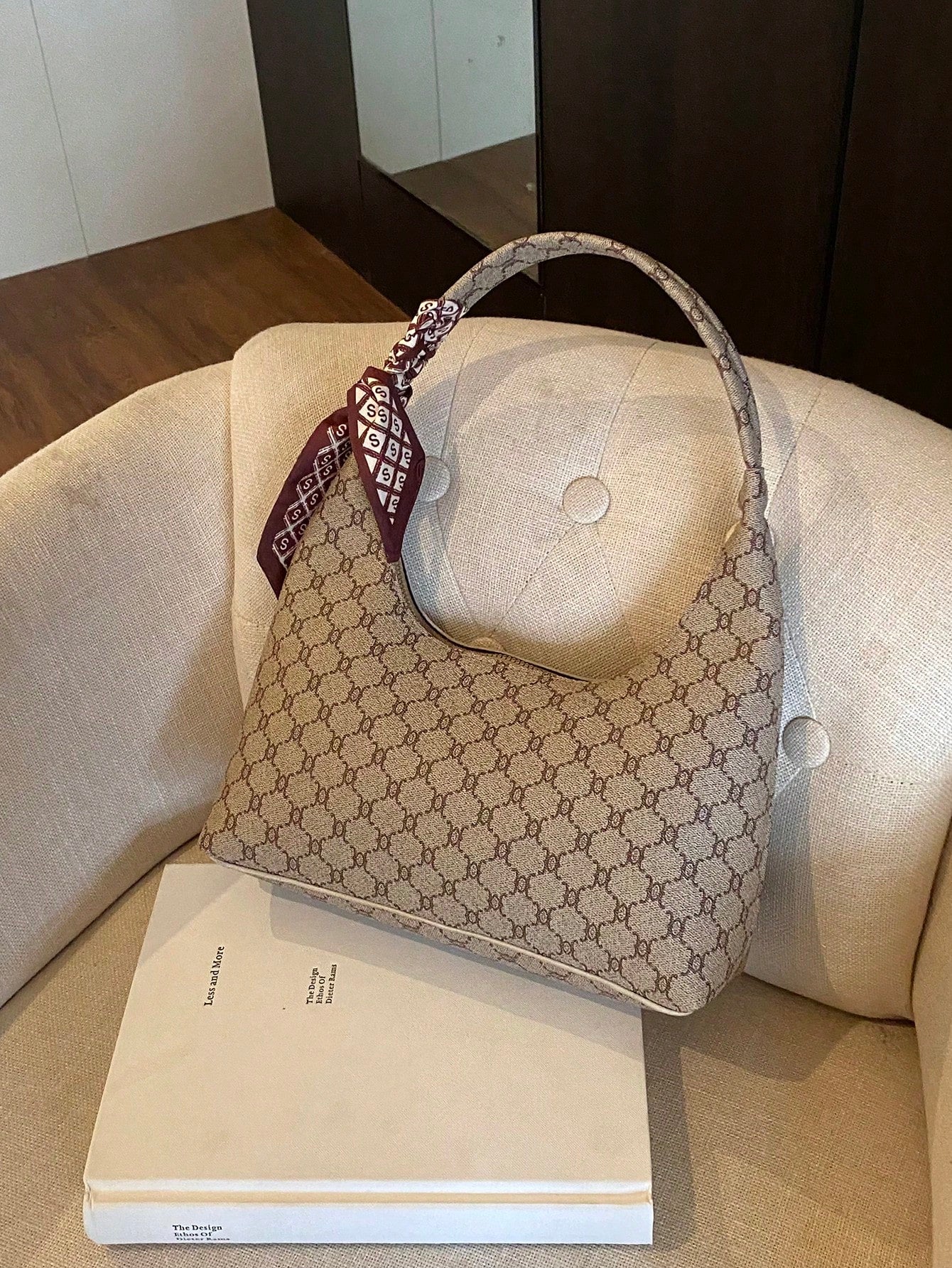 Minimalist Women's Shoulder Bag With Scarf