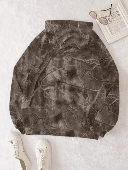 INAWLY Women's Casual Branch Print Long Sleeve Loose Hooded Sweatshirt,Graduation,Teacher,Back To School Pullover Fall