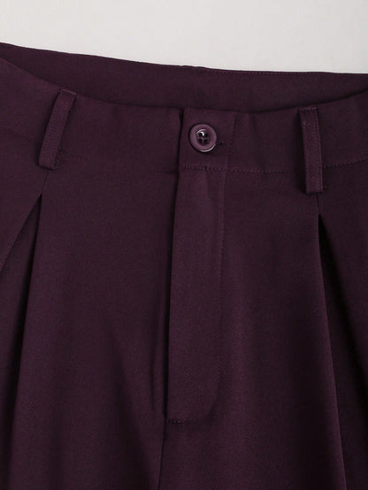 Sweetra Vintage Elegant Jacquard Pleated Wide-Leg Pants For Women, Autumn/Winter Fall Cloth For Women