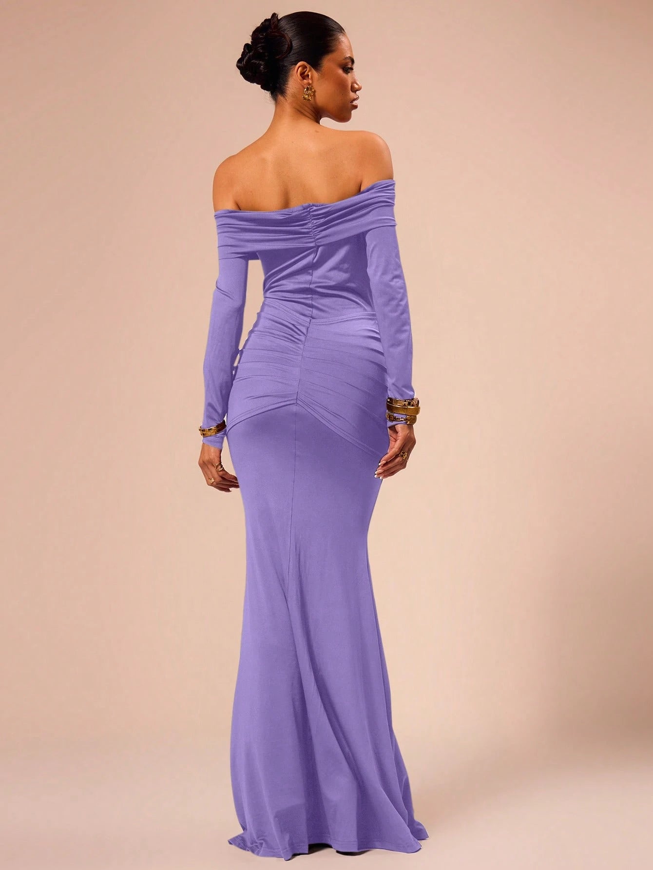 SHEIN X Scheana MUSERA Off Shoulder Long Sleeve Maxi Dress Vacation Summer Spring Romantic Wedding Guest Graduation, Prom Holiday Wedding Guest, Elegant, Birthday, Church, Night Out