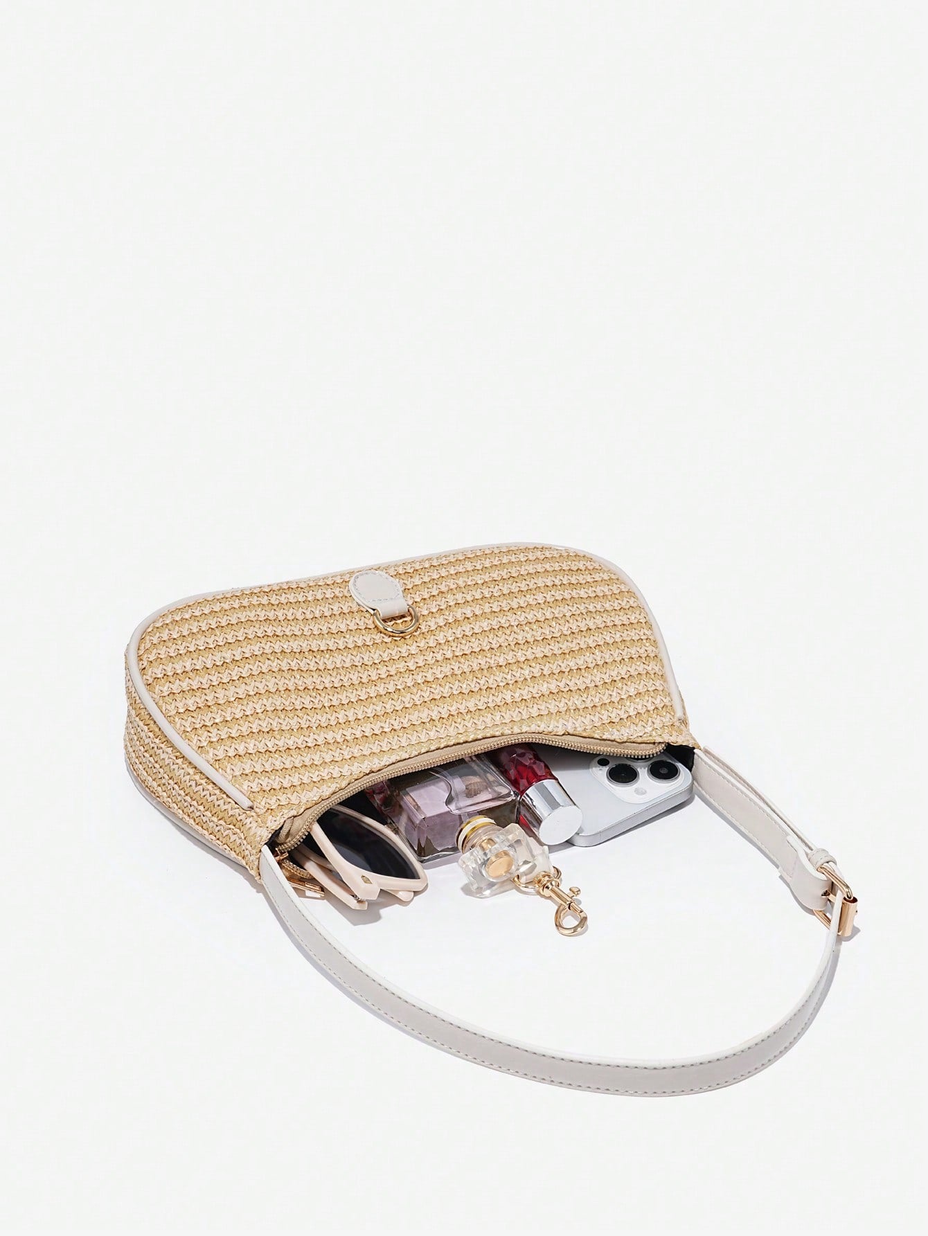 1pc Novachic Women Floral Fabric Casual Shoulder Bag, Zipper Closure, Vintage Style, Underarm Bag, Suitable For Various Occasions