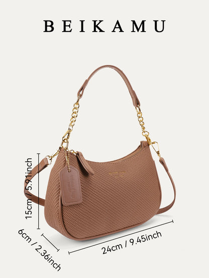 1pc Solid Color PU Leather Shoulder Bag For Women, Versatile Crossbody Bag For Commuting, Adjustable Shoulder Strap