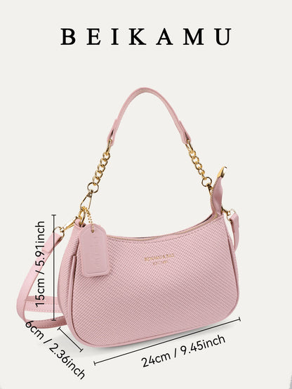 1pc Solid Color PU Leather Shoulder Bag For Women, Versatile Crossbody Bag For Commuting, Adjustable Shoulder Strap