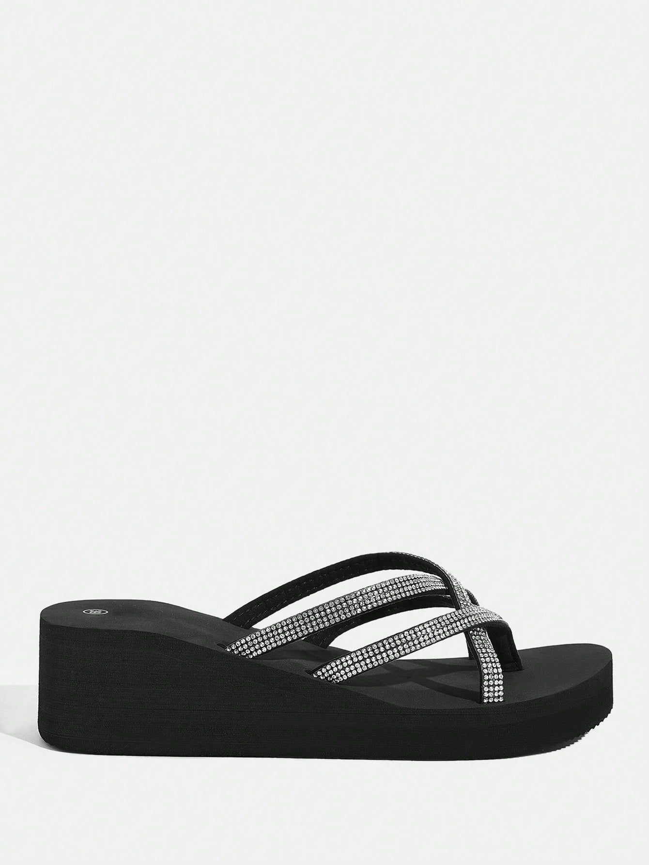 Fashionable Black Rhinestone Decorated Slippers For Women Vacation Shoes Summer Back To School Shoes College Student Shoes Spring Shoes Spring Break Easter For Casual Beach Style