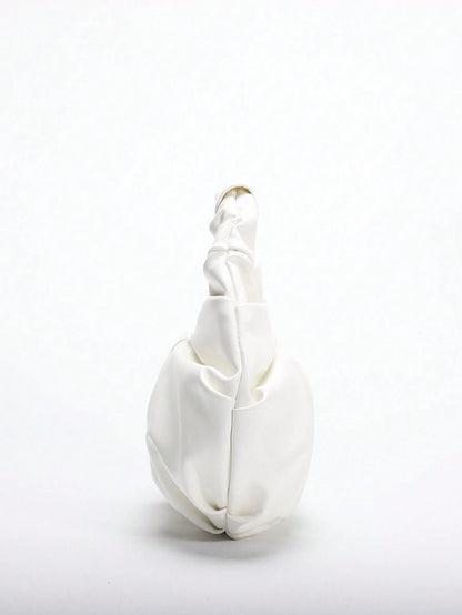 2024 Spring New Arrival Women Handbag, One Piece Of Solid Color Pearl Glossy PU Cloud Bag, Fashionable And Concise Stitching Design With Elegant Elegant For Lady, Foldable And Wrinkled Bag Style.