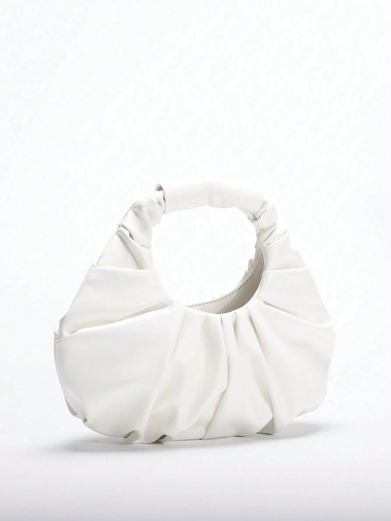 2024 Spring New Arrival Women Handbag, One Piece Of Solid Color Pearl Glossy PU Cloud Bag, Fashionable And Concise Stitching Design With Elegant Elegant For Lady, Foldable And Wrinkled Bag Style.