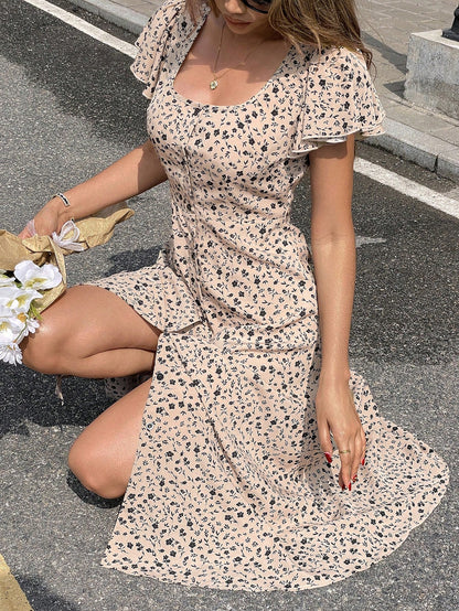 Serisse Women's Front Button Floral Allover Print Casual Long Dress,Bohemia