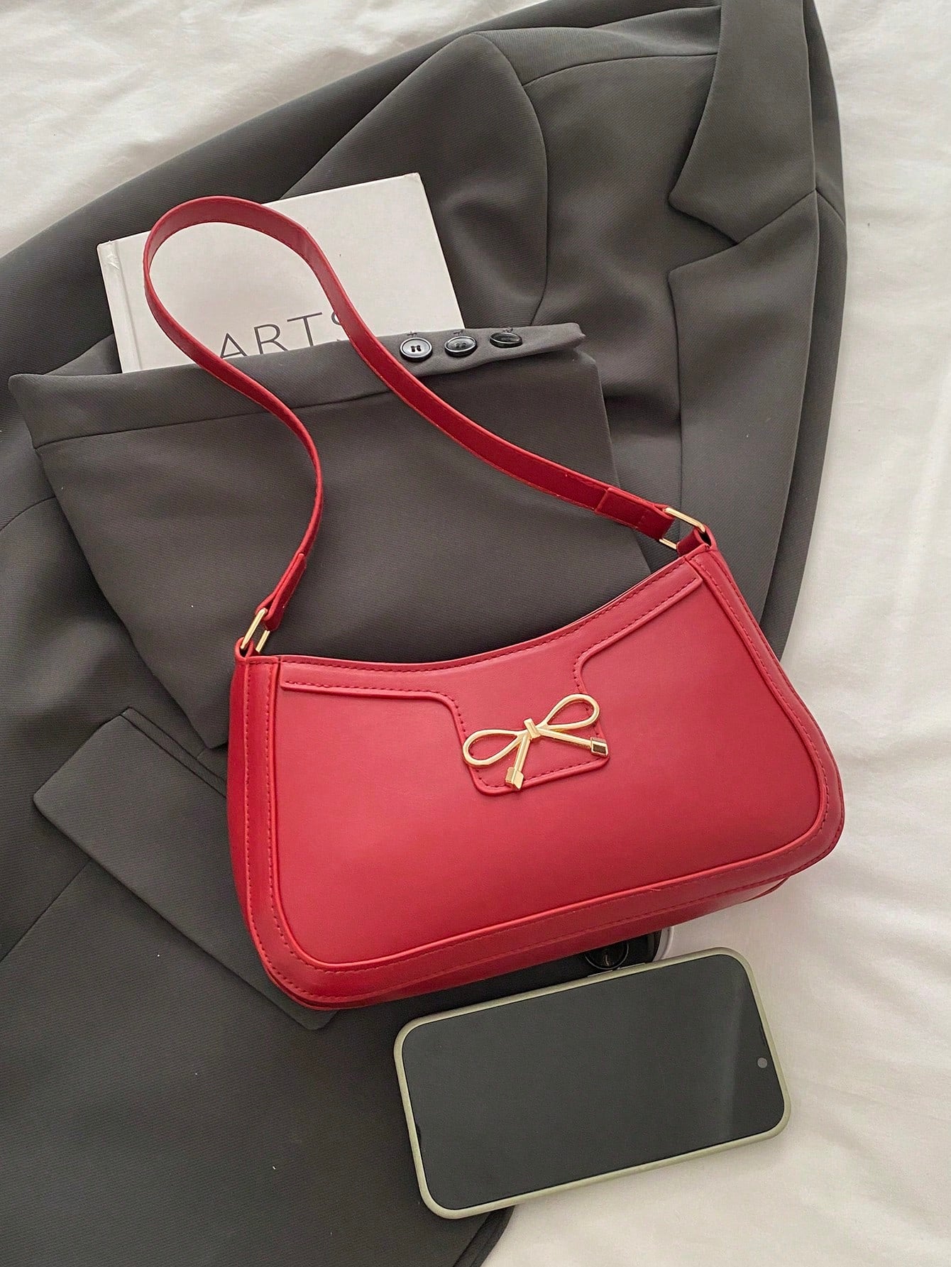 Elegant Crescent-Shaped Underarm Shoulder Bag For Women, Chic Casual Fashion, Solid Color Underarm Bag