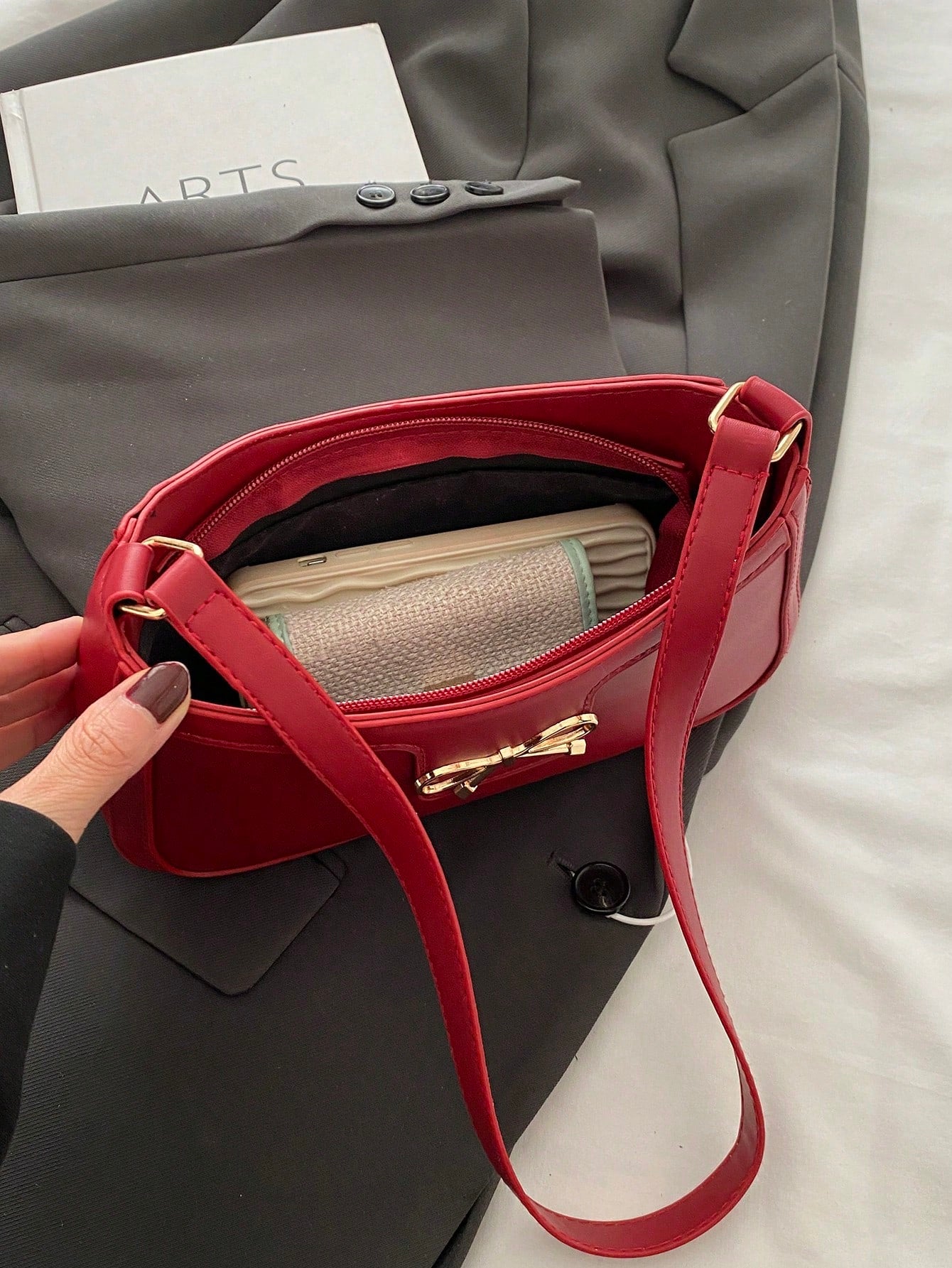 Elegant Crescent-Shaped Underarm Shoulder Bag For Women, Chic Casual Fashion, Solid Color Underarm Bag