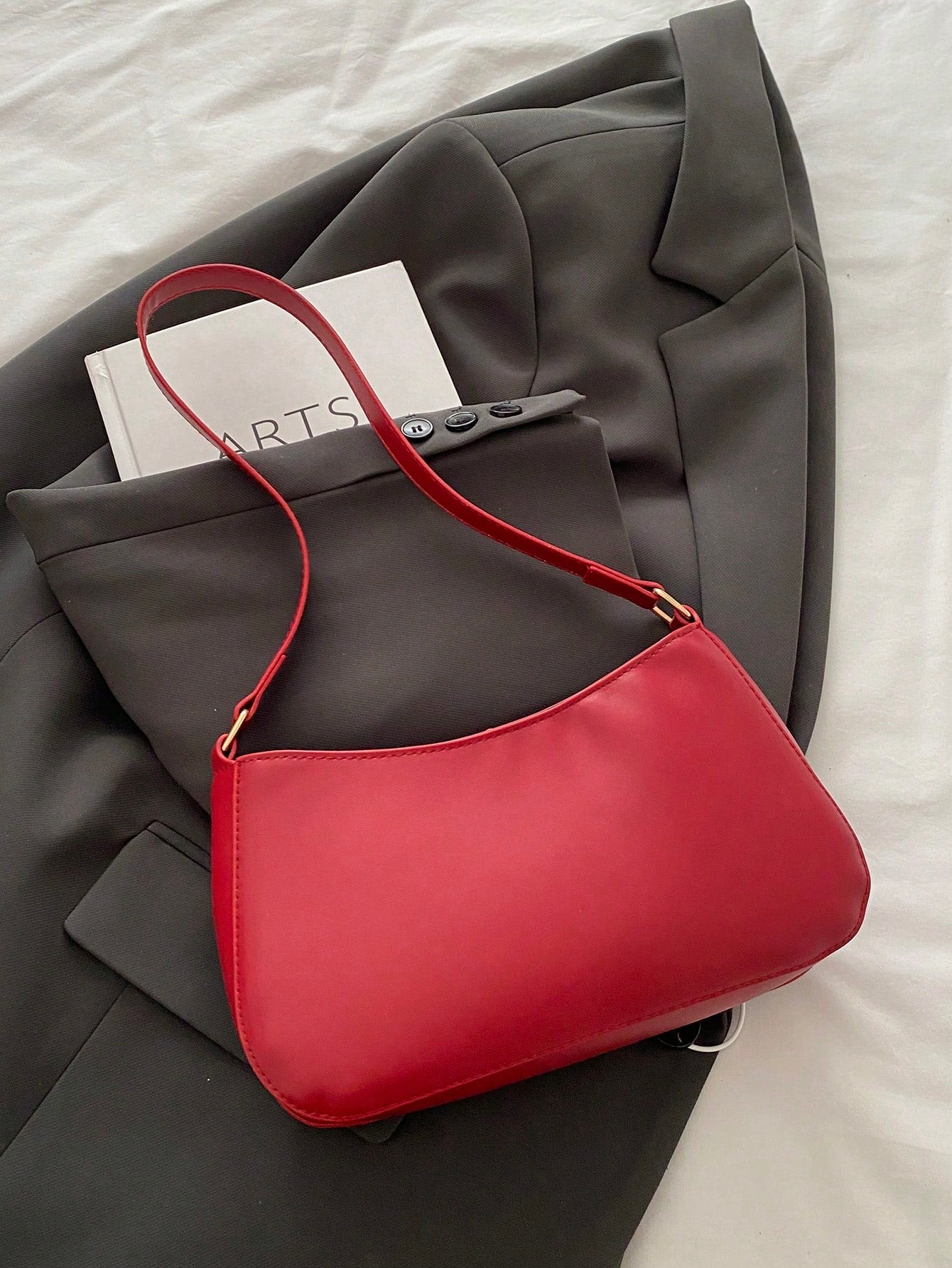 Elegant Crescent-Shaped Underarm Shoulder Bag For Women, Chic Casual Fashion, Solid Color Underarm Bag