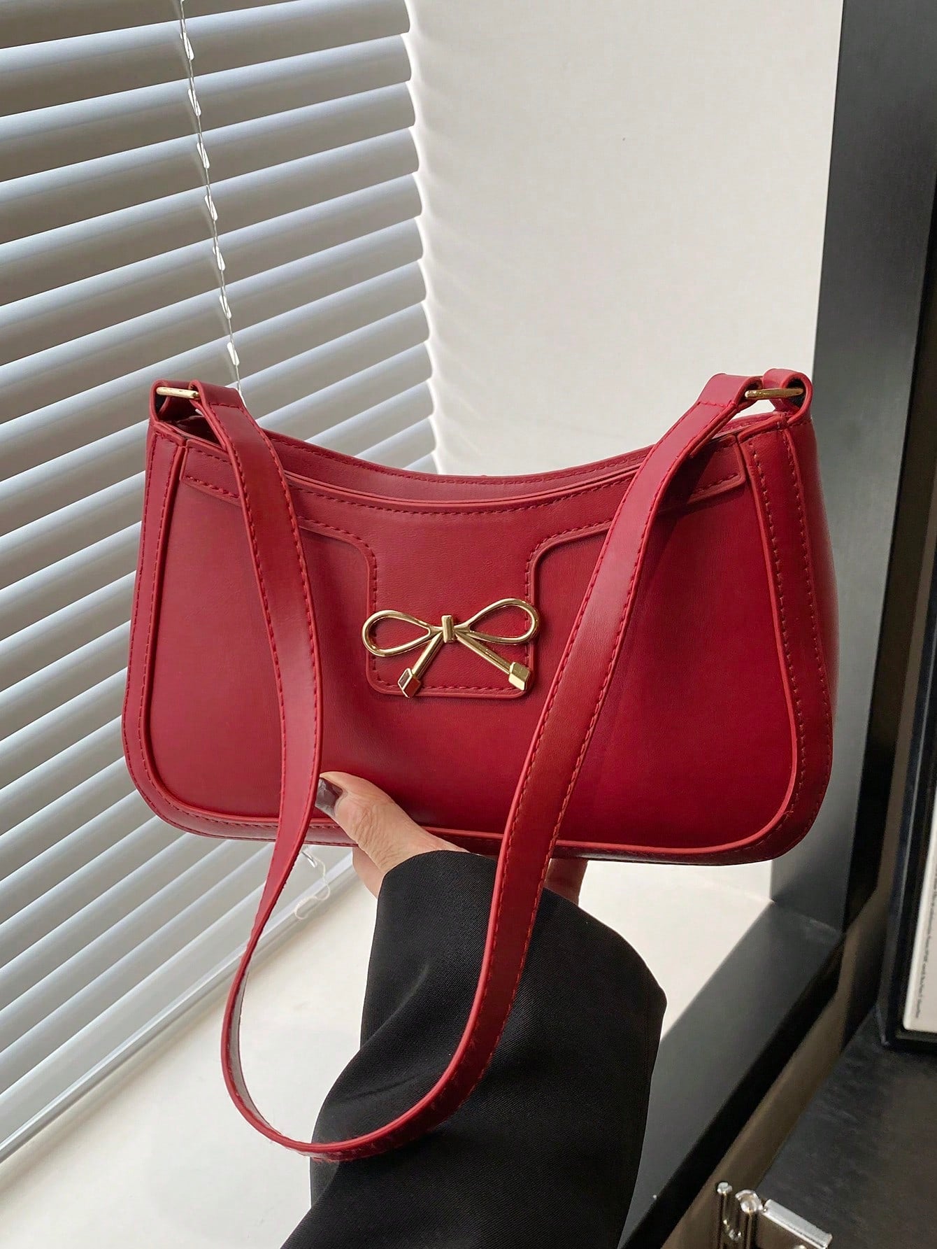 Elegant Crescent-Shaped Underarm Shoulder Bag For Women, Chic Casual Fashion, Solid Color Underarm Bag