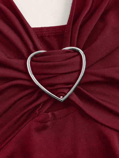 Sweetra Women Lace Decorated Heart Shaped And Floral Splicing Tank Top Y2K Outfit