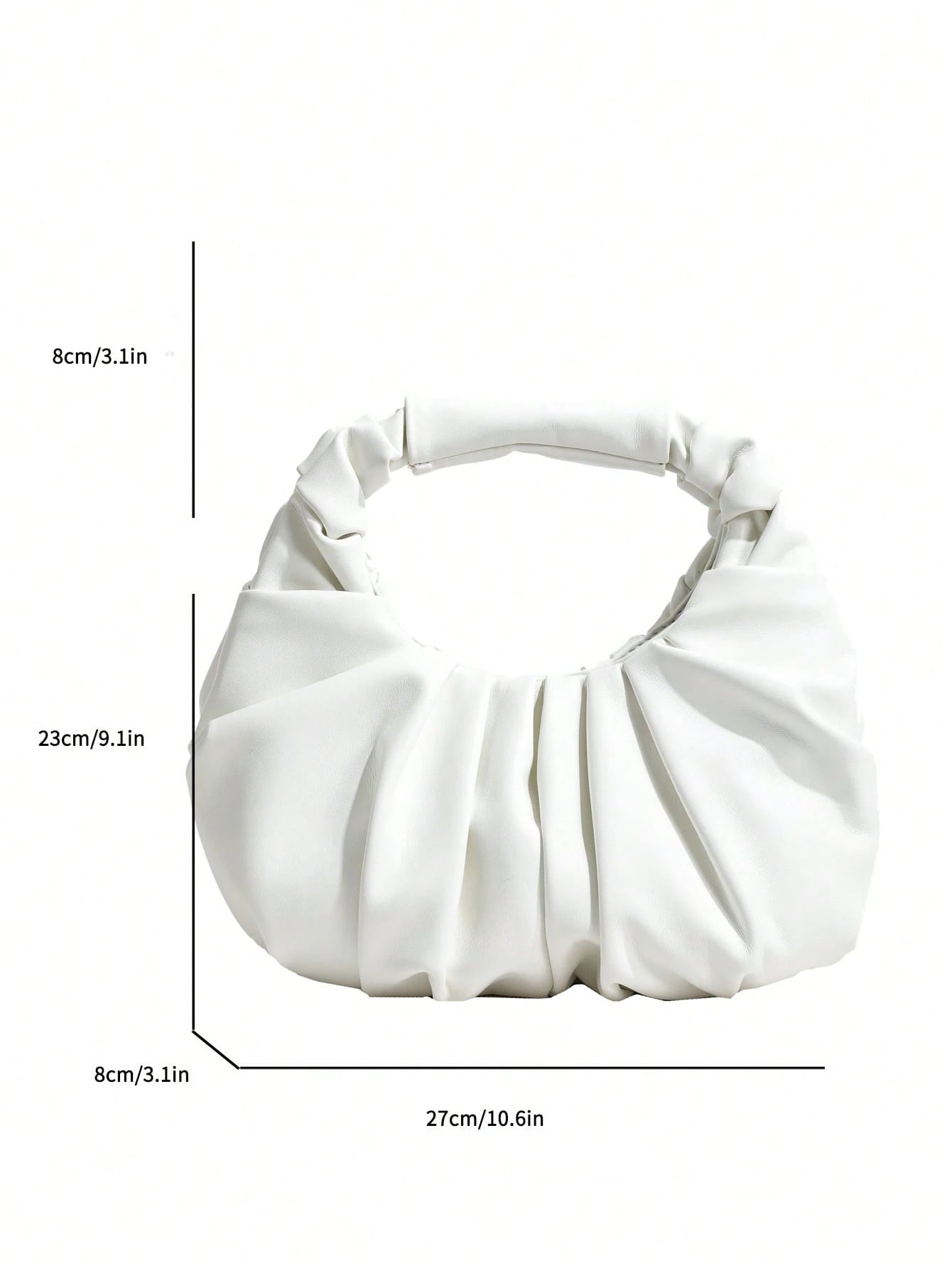 2024 New Style Cloud-Shaped Ruched Orange Bag, Handheld Bag, Versatile Casual Women's Bag, Crescent-Shaped Clutch Bag