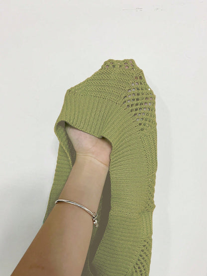 EMERY ROSE Solid Pointelle Knit Top