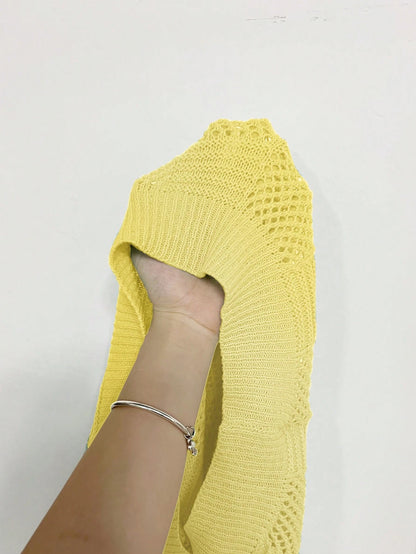 EMERY ROSE Solid Pointelle Knit Top