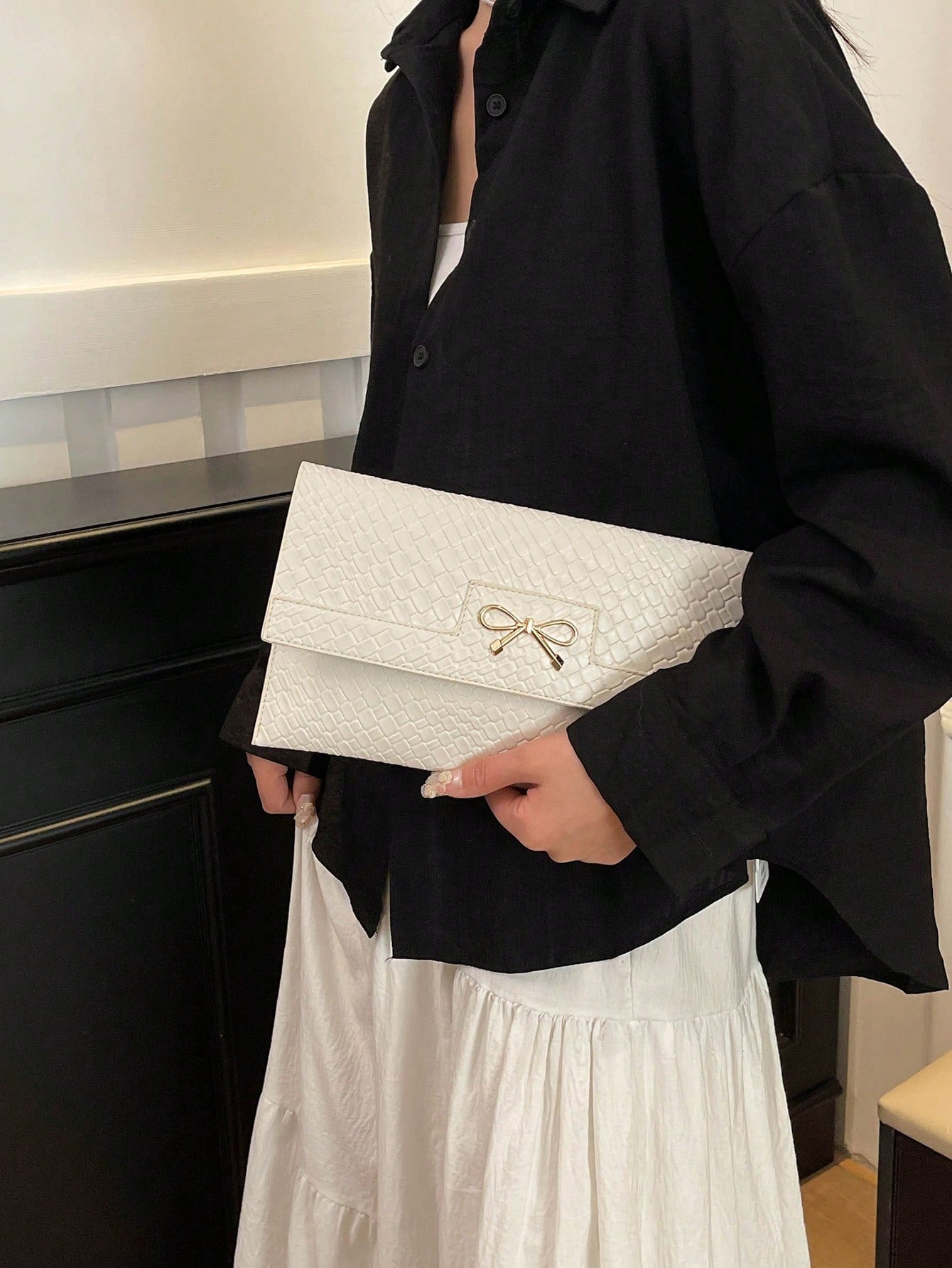 Crocodile Print, Snake Print, Solid Color, Minimalist, Fashionable, Casual PU Clutch, Envelope Bag, Fashionable Clutch Bags For Woman