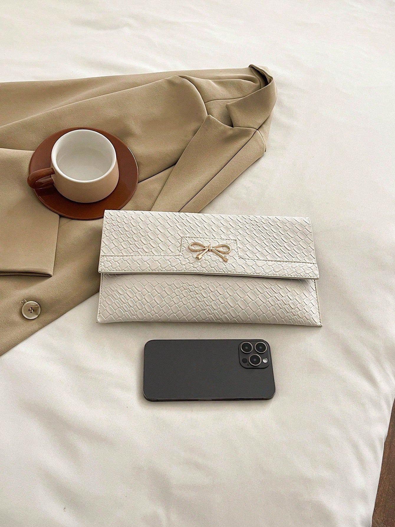 Crocodile Print, Snake Print, Solid Color, Minimalist, Fashionable, Casual PU Clutch, Envelope Bag, Fashionable Clutch Bags For Woman