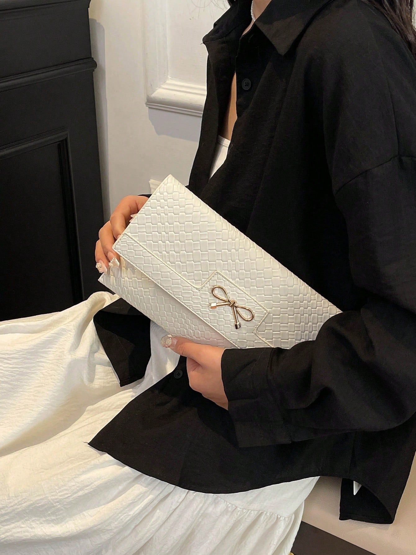 Crocodile Print, Snake Print, Solid Color, Minimalist, Fashionable, Casual PU Clutch, Envelope Bag, Fashionable Clutch Bags For Woman