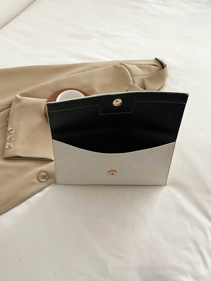 Crocodile Print, Snake Print, Solid Color, Minimalist, Fashionable, Casual PU Clutch, Envelope Bag, Fashionable Clutch Bags For Woman