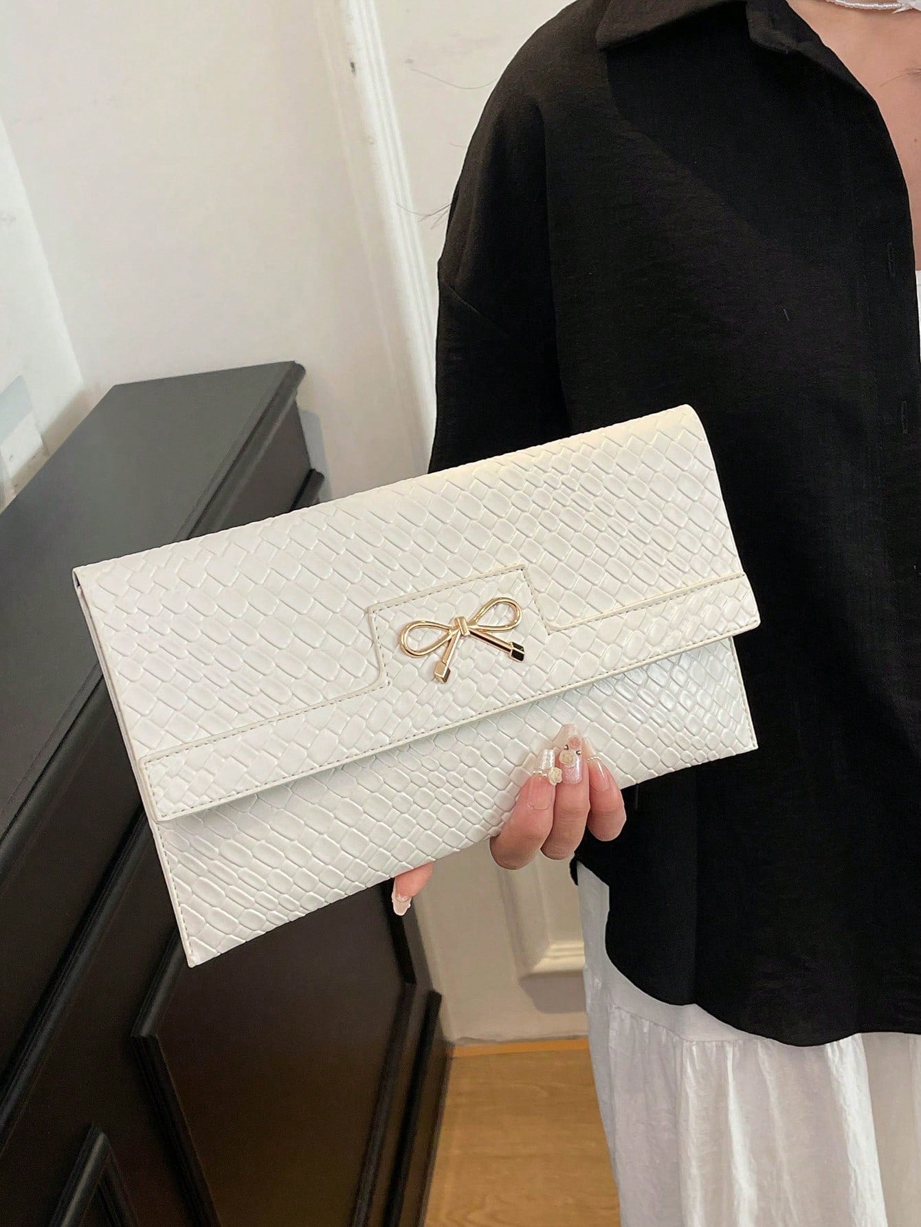 Crocodile Print, Snake Print, Solid Color, Minimalist, Fashionable, Casual PU Clutch, Envelope Bag, Fashionable Clutch Bags For Woman