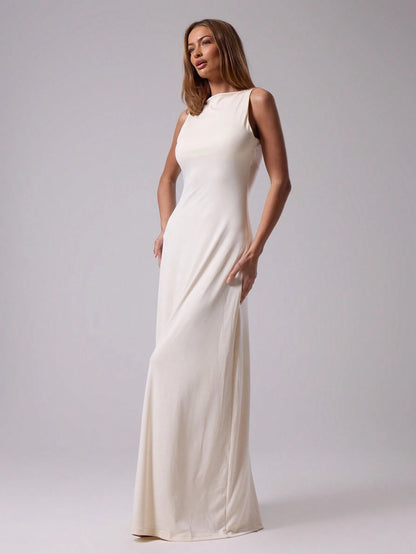 MUSERA Round Neck Drop Armhole Maxi Dress,Summer Dresses For Women Graduation Elegant Cute Sexy Vacation Boho Wedding Guest Beach Holiday Fall Wedding Guest, Elegant, Birthday, Church, Night Out Christmas, Halloween, Fall, Winter