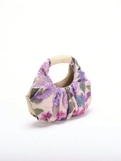 2024 Spring New Arrival Women Handbag, One Piece Of Solid Color Pearl Glossy PU Cloud Bag, Fashionable And Concise Stitching Design With Elegant Elegant For Lady, Foldable And Wrinkled Bag Style.