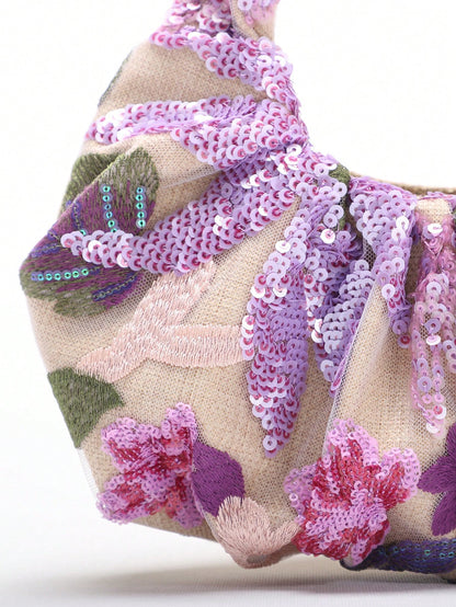 2024 Spring New Arrival Women Handbag, One Piece Of Solid Color Pearl Glossy PU Cloud Bag, Fashionable And Concise Stitching Design With Elegant Elegant For Lady, Foldable And Wrinkled Bag Style.