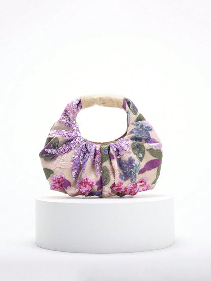 2024 Spring New Arrival Women Handbag, One Piece Of Solid Color Pearl Glossy PU Cloud Bag, Fashionable And Concise Stitching Design With Elegant Elegant For Lady, Foldable And Wrinkled Bag Style.