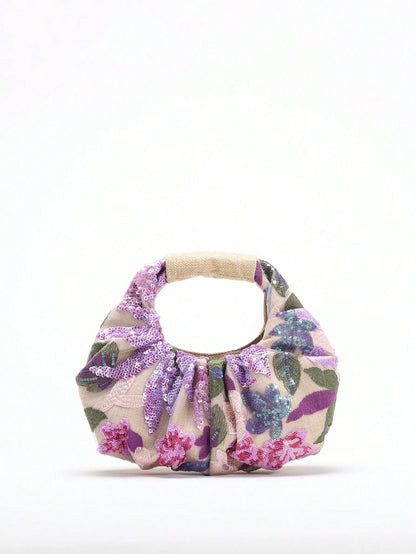 2024 Spring New Arrival Women Handbag, One Piece Of Solid Color Pearl Glossy PU Cloud Bag, Fashionable And Concise Stitching Design With Elegant Elegant For Lady, Foldable And Wrinkled Bag Style.