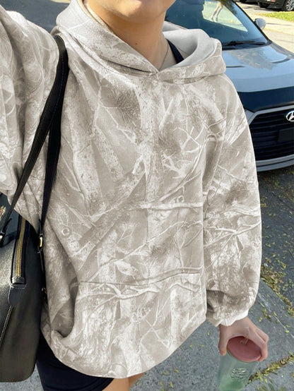 INAWLY Women's Casual Branch Print Long Sleeve Loose Hooded Sweatshirt,Graduation,Teacher,Back To School Pullover Fall