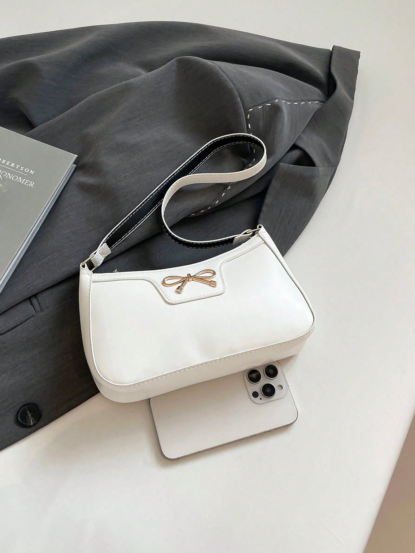 Elegant Crescent-Shaped Underarm Shoulder Bag For Women, Chic Casual Fashion, Solid Color Underarm Bag