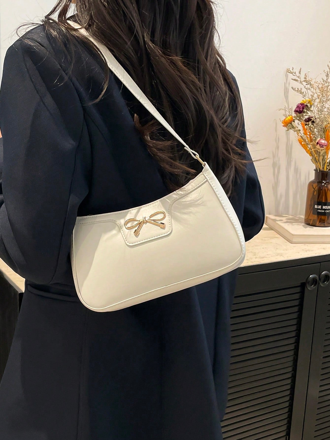 Elegant Crescent-Shaped Underarm Shoulder Bag For Women, Chic Casual Fashion, Solid Color Underarm Bag