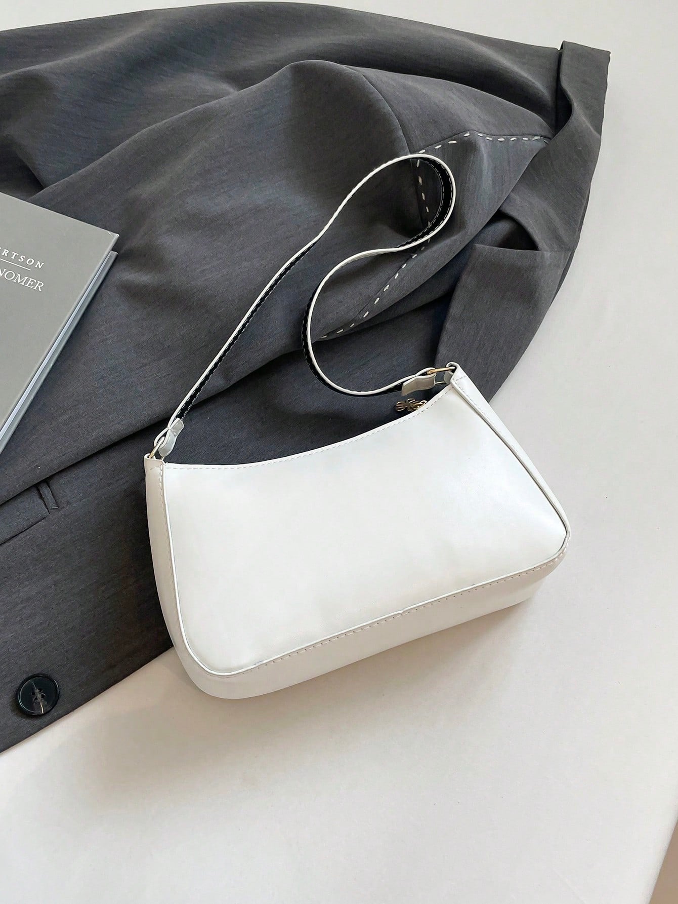 Elegant Crescent-Shaped Underarm Shoulder Bag For Women, Chic Casual Fashion, Solid Color Underarm Bag