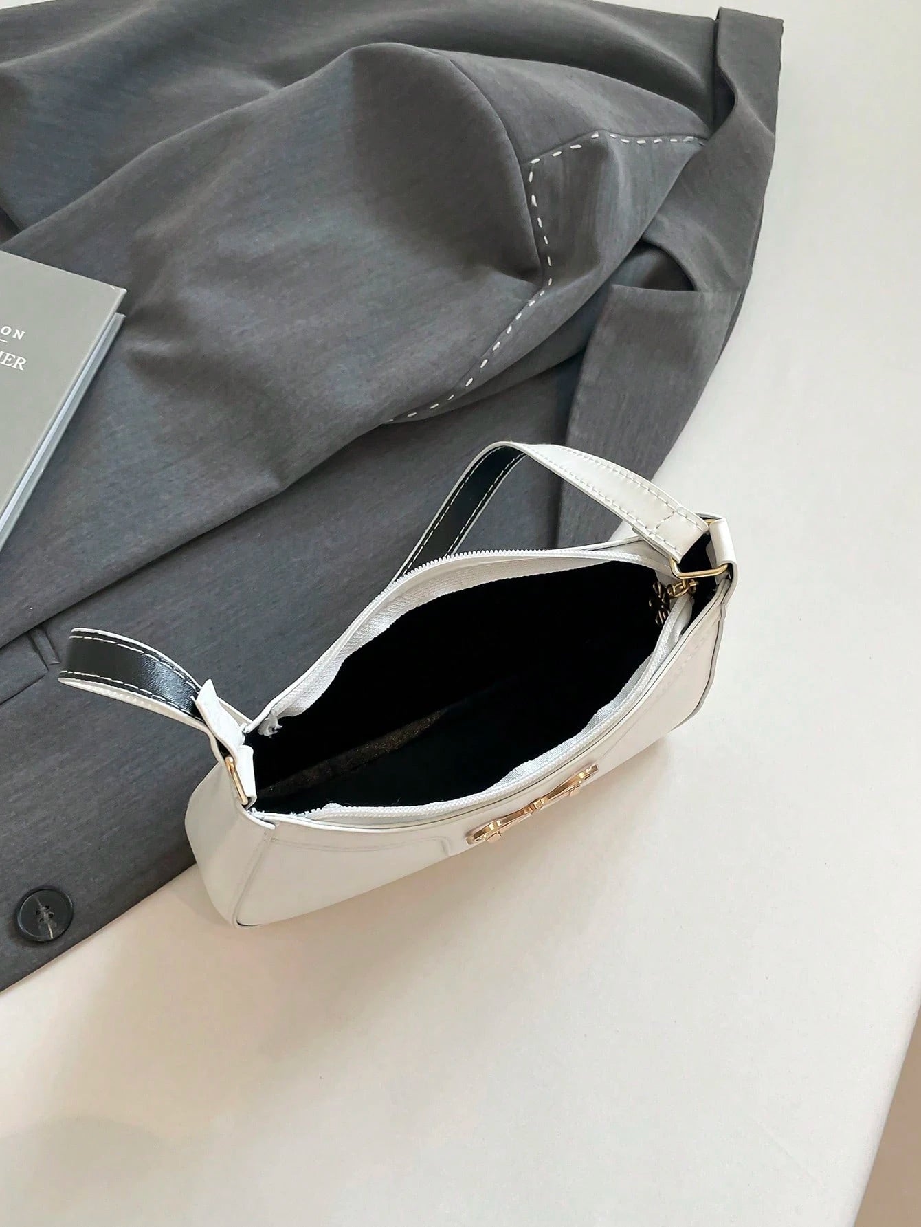 Elegant Crescent-Shaped Underarm Shoulder Bag For Women, Chic Casual Fashion, Solid Color Underarm Bag