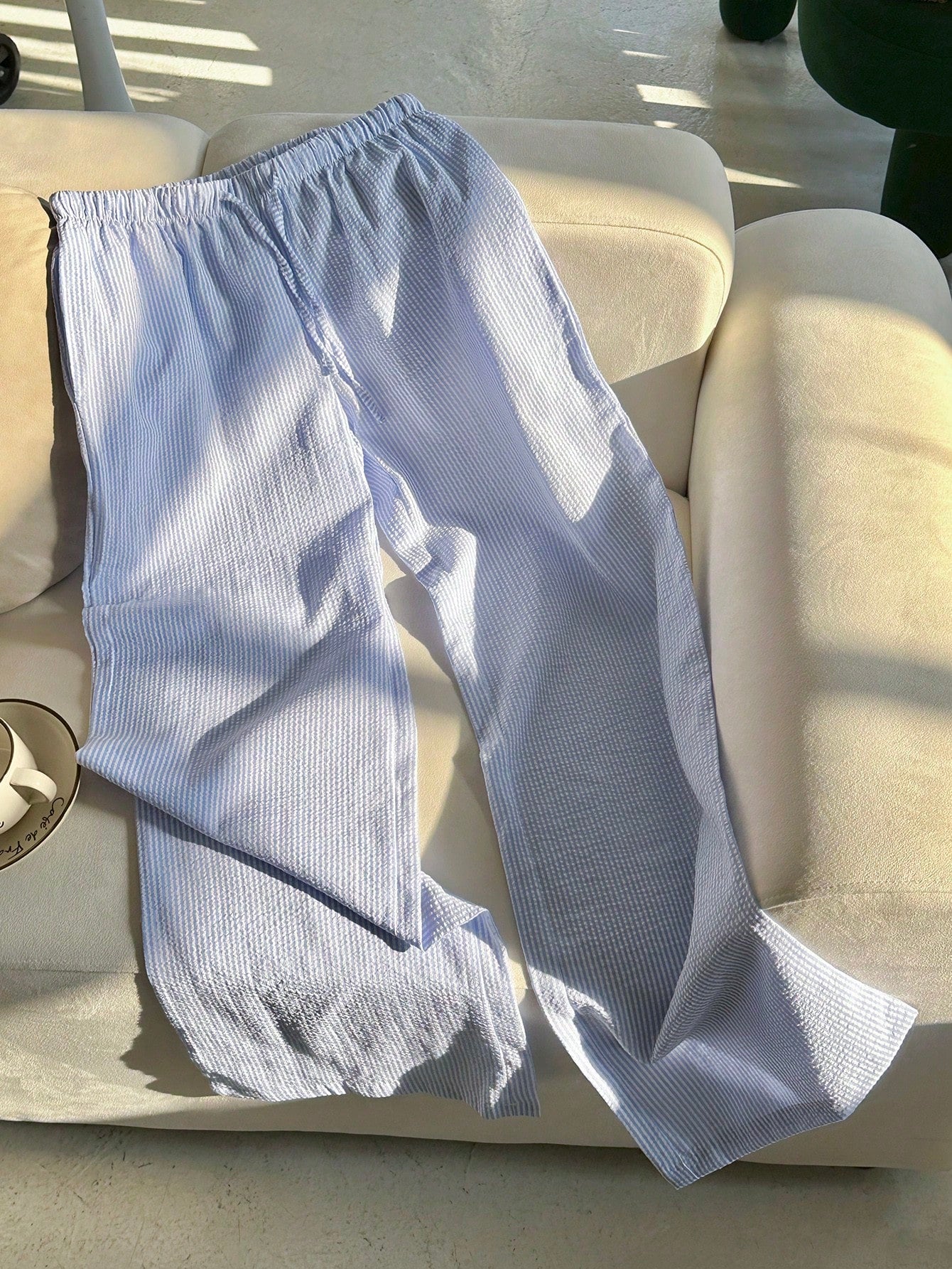 Flirla Pink Cotton Drawstring Waist Straight Leg Pants, Fashion Casual Home Wear For Women, Spring Fall Cloth For Women