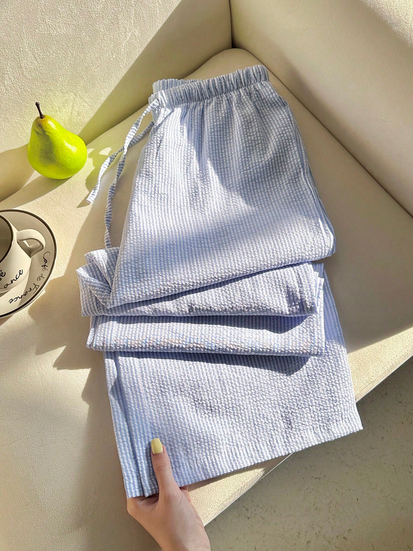 Flirla Pink Cotton Drawstring Waist Straight Leg Pants, Fashion Casual Home Wear For Women, Spring Fall Cloth For Women