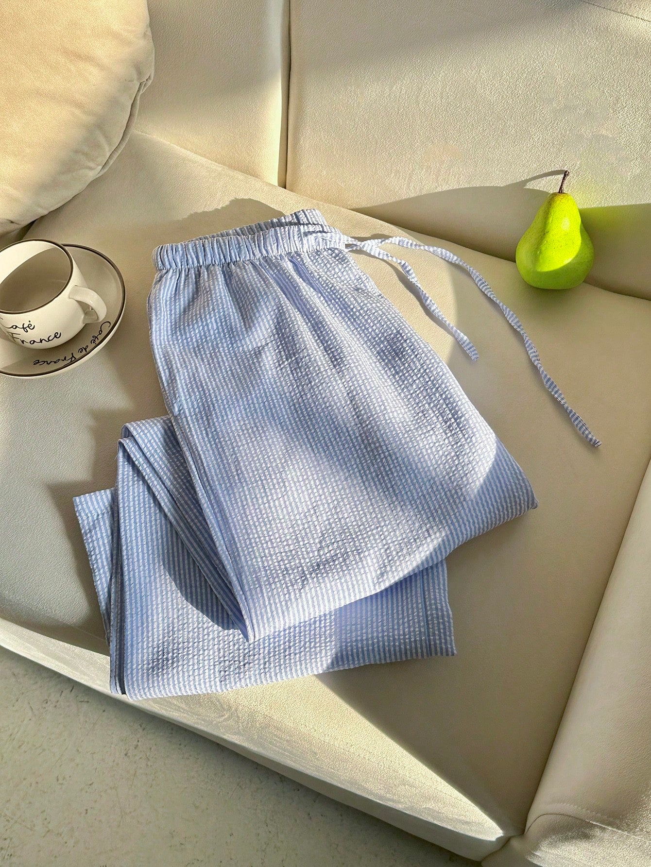 Flirla Pink Cotton Drawstring Waist Straight Leg Pants, Fashion Casual Home Wear For Women, Spring Fall Cloth For Women