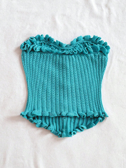 Soleia Women's Button Decor Fashion Casual Ruffle Hem Knitted Camisole Top,Going Out Top